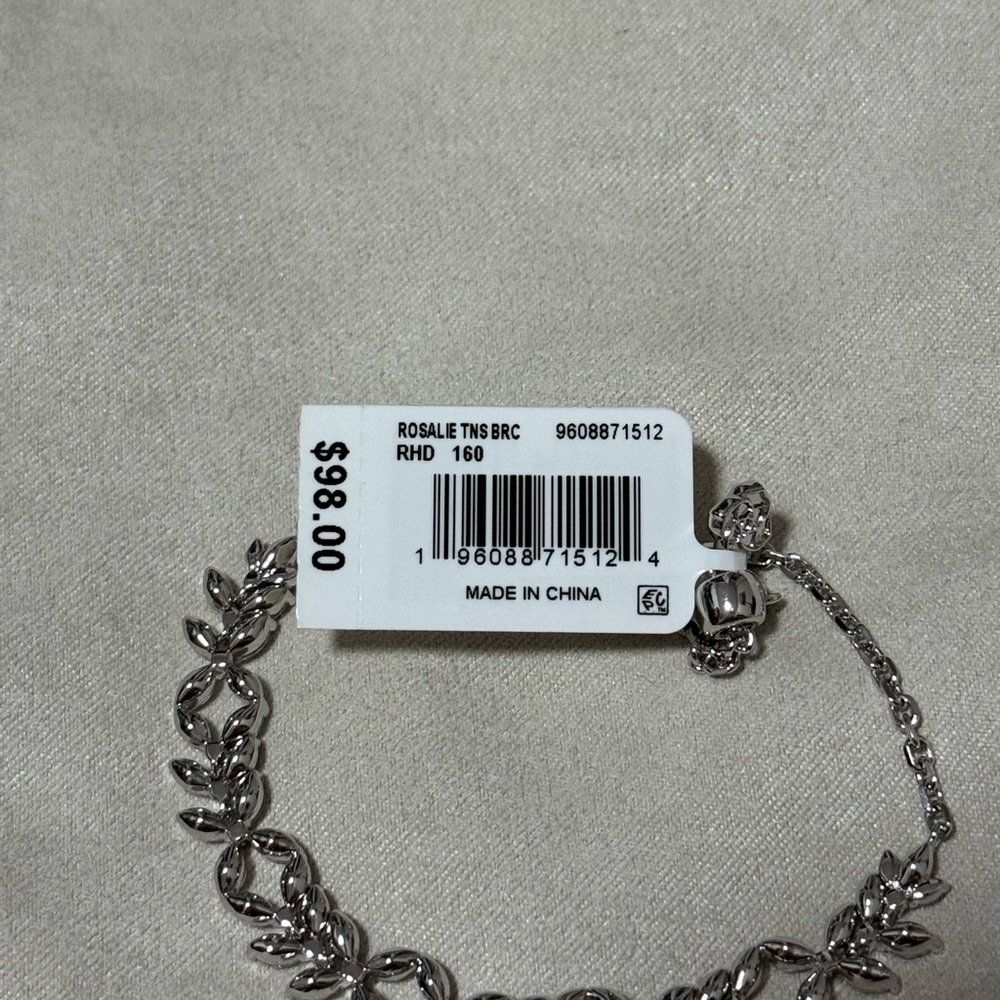 NWT Kendra Scott Rosalie Silver Tennis Bracelet in White Cubic Zirconia - Picture 7 of 8